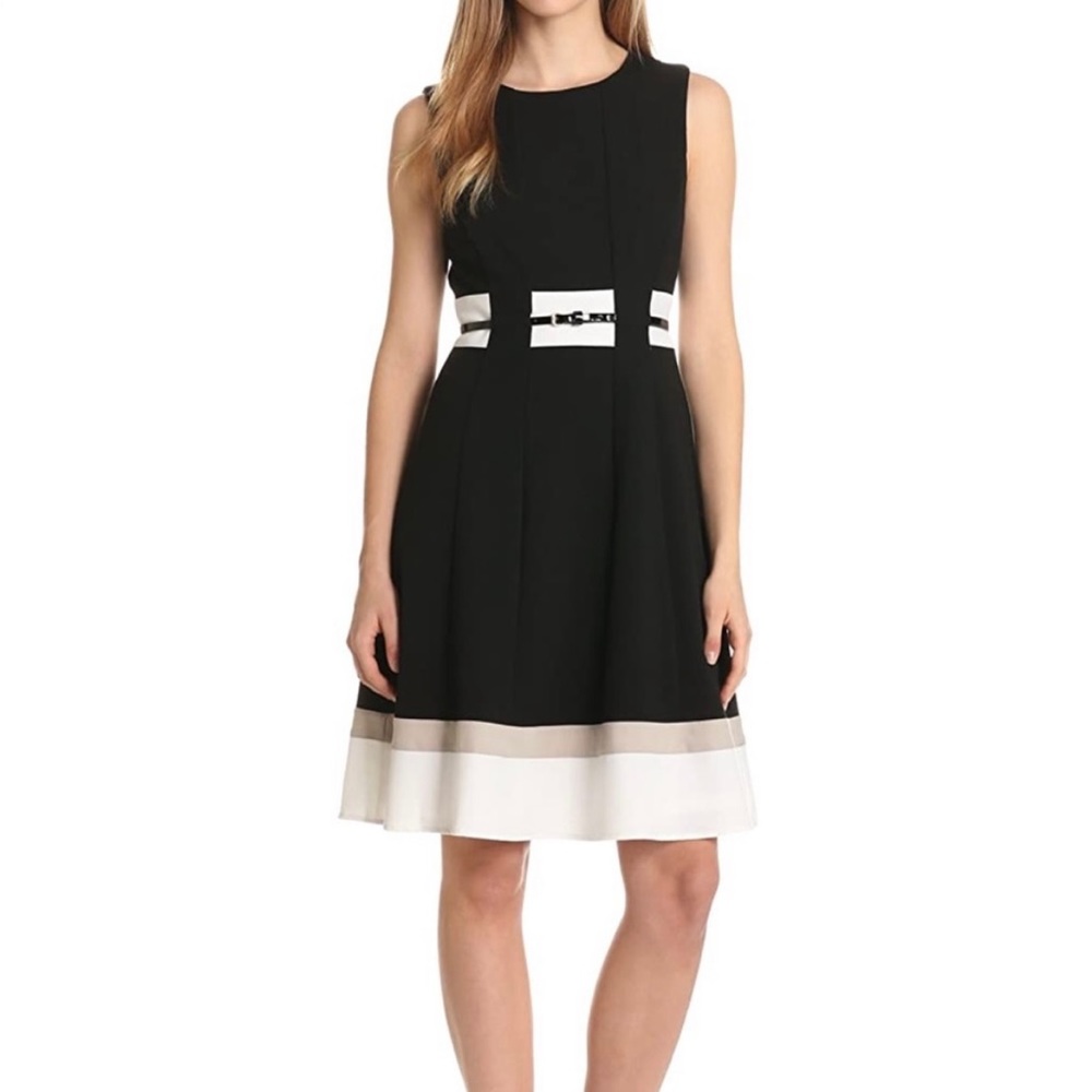 Calvin Klein Colorblock Belted Dress
